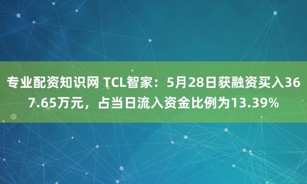 专业配资知识网 TCL智家：5月28日获融资买入367.65万元，占当日流入资金比例为13.39%